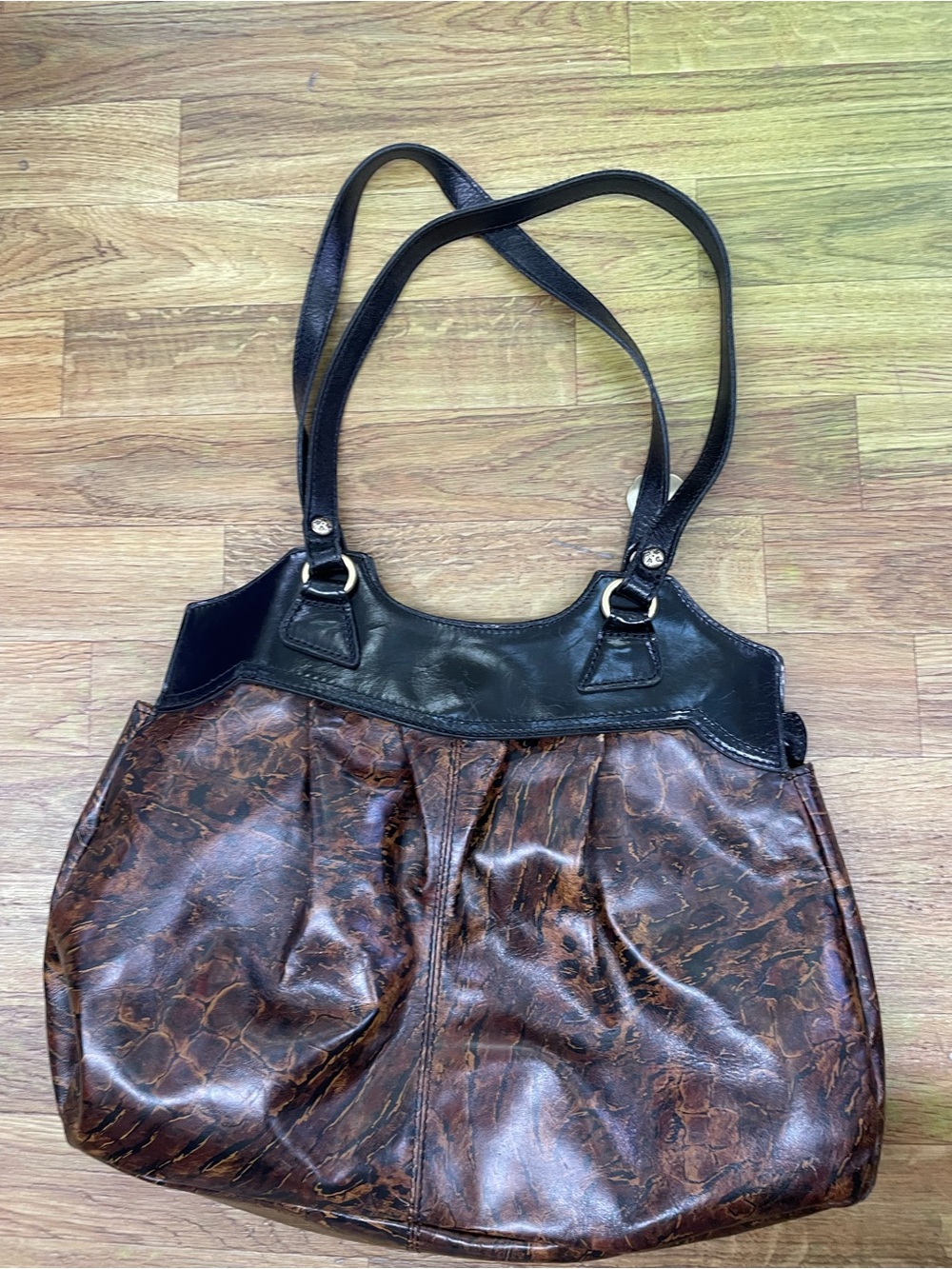 Patricia Nash Brown Patterned Tote with Black Trim